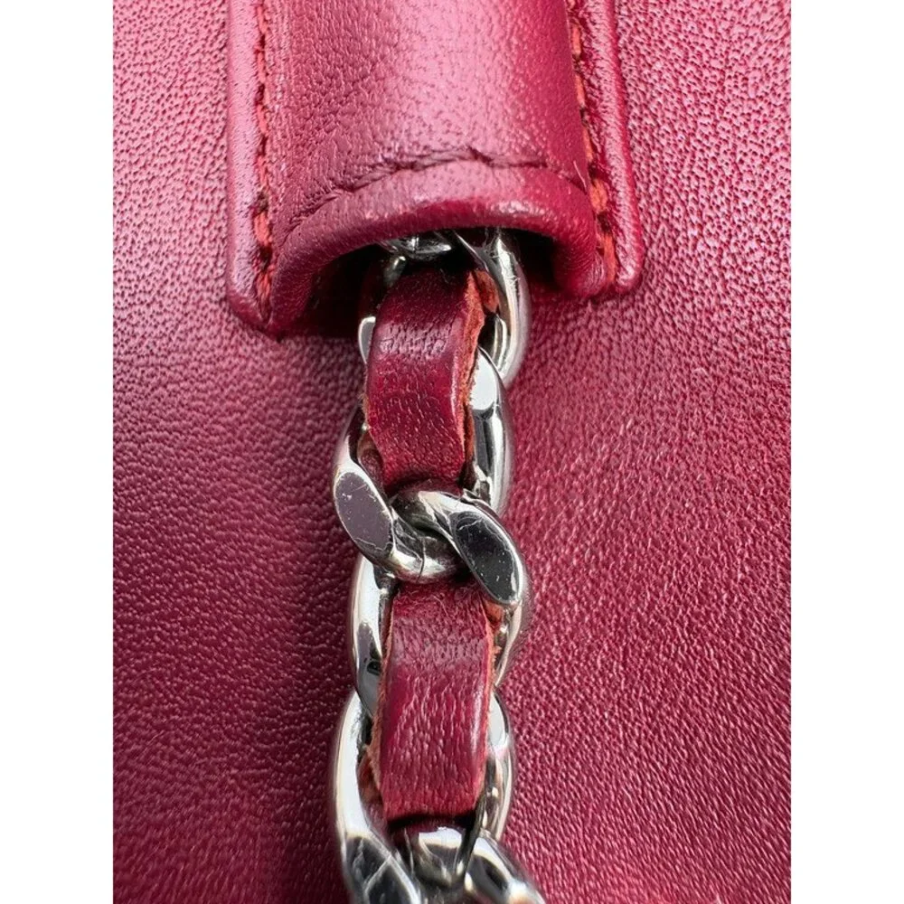 CHANEL Burgundy Patent Leather Wallet on Chain WOC SHW
